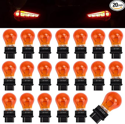 ecocstm 20 PCS 3157 Tail Light Bulb, Miniature 4157 Brake Light Bulb, Waterproof 3157 4157 Turn Signal Bulb, Automotive Side Marker Tail Light Replacement for Truck SUV Car (Amber)
