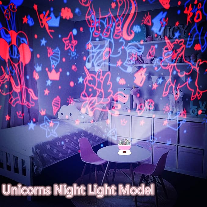 Unicorn Star Projector for Kids, 360° Rotating Night Light Projector with Timer, Stars Ceiling Projection for Girls Room, Birthday Unicorn Gift for Girls Age 3-8, Girls Night Light for Bedroom