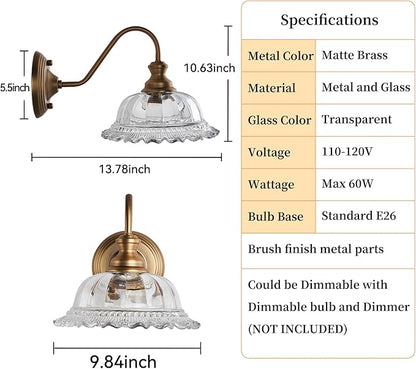 HDDFL Vintage Wall Scone Bedside Wall Lamp Matte Brass Bedside Light Fixtures Antique in Door Lighting Fixture for Living Room Porch Staircase Drawing Room Bedroom