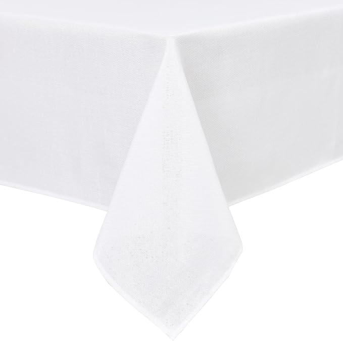 Hiasan Faux Linen Rectangle Tablecloth - Wrinkle and Stain Resistant Washable Table Cloth for Kitchen Dining Room Holiday Table Cover for Party Dinner, White, 54 x 108 Inch