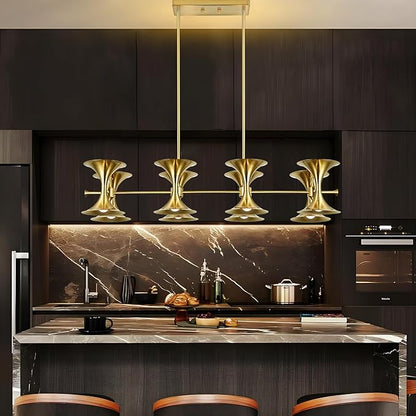 Brass Gold Chandeliers, 16-Light Modern Metal Industrial Dining Room Light Fixture,Farmhouse Chandelier Lighting for Bedroom Living Room Hallway