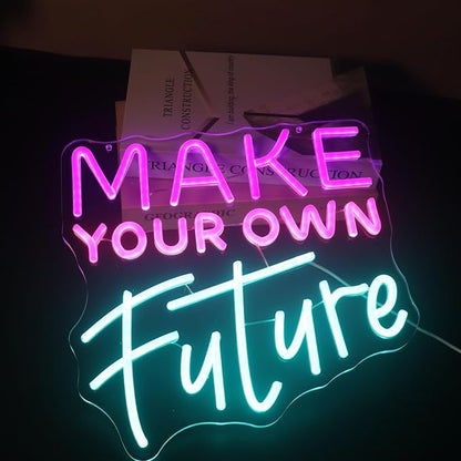 "Make Your Own Future" Neon Sign, Feminine Motivational Neon Light for Women Girls Room, Inspiring LED Wall Art, Dimmable USB Decor with Hanging Kit, Empowering Gift for Her