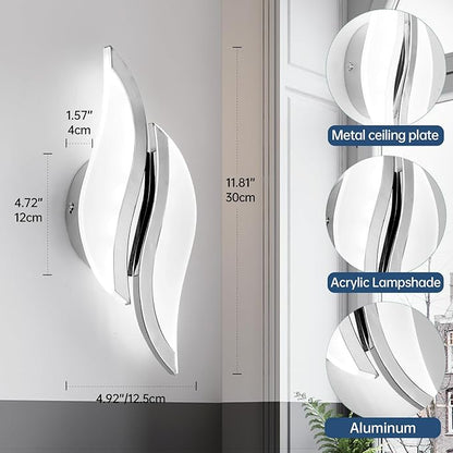 CANEOE Modern LED Wall Sconce 6000K Chrome Indoor Wall Light Fixtures Acrylic Wall Sconce Lighting for Living Room Bedroom Bedside Bathroom Hallway Stairway Wall Lamp (Chrome, 1 Pack, 6000K)