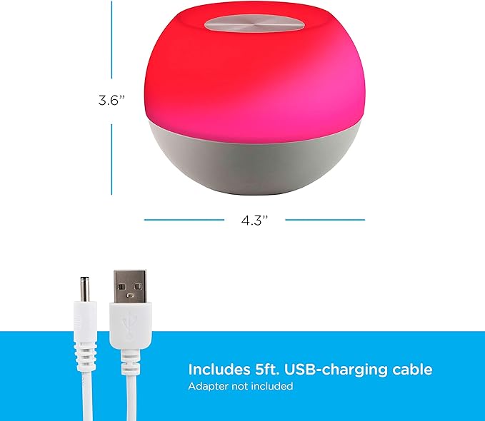 Enbrighten Color-Changing LED Lamp, Modern Night Light, Dimmable White & Vibrant RGB, Touch Sensor On/Off, Compact, Ideal for Bedside, Office, Dorm, Kid's Room, Gray, 48080