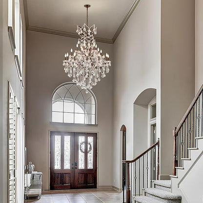 24 Lights Large Crystal Chandeliers Maria Theresa Chandelier for High Ceilings Vintage Chandelier Light Fixture Foyer Hallway Entryway Staircase 55.1" H x 39.4" D