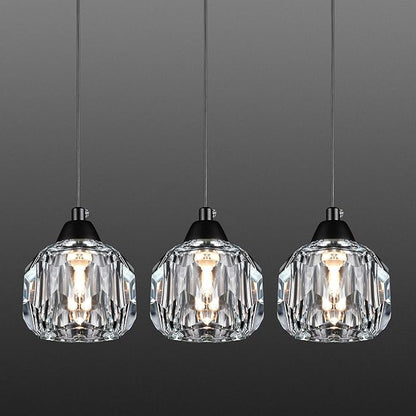 Weesalife Crystal Chandeliers for Dining Room Lights Fixture Over Table, 3 Pack Black Modern Pendant Light Fixture，Crystal Pendant Lighting for Kitchen Island Bathroom Bar