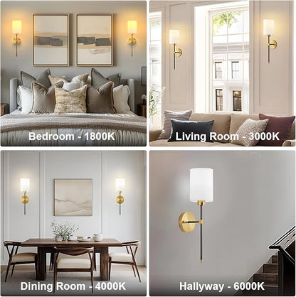 Battery Operated Wall Sconce Set of Two, Wireless Rechargeable Wall Light With Remote Control, Dimmable, 4 Color Temperatures, RGB, Timer, for Living Room,Bedroom,Entryway, Black Gold, 20.6 Inch