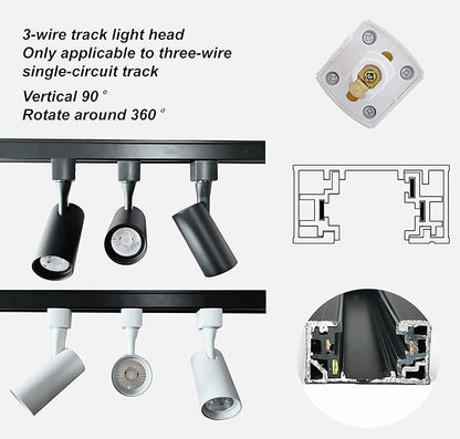 DingZ 12W Dimmable LED Track Lighting Heads Compatible with Single Circuit H Type Track Lighting Rail Ceiling Spotlight for Accent Task Wall Art Exhibition Lighting 24° 3000K Black Pack of 6