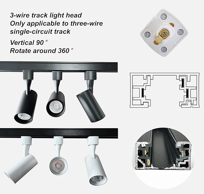 DingZ 12W Dimmable LED Track Lighting Heads Compatible with Single Circuit H Type Track Lighting Rail