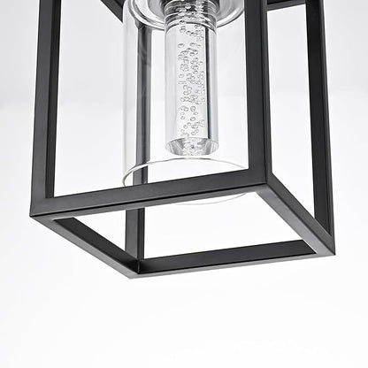 MELUCEE Black Pendant Lights Kitchen Island 1-Light, 5 Color Dimmable Led Pendant Light Ceiling Hanging Over Sink with Crystal Bubble Glass, Modern Integrated LED Hanging Light Dining Room Lighting