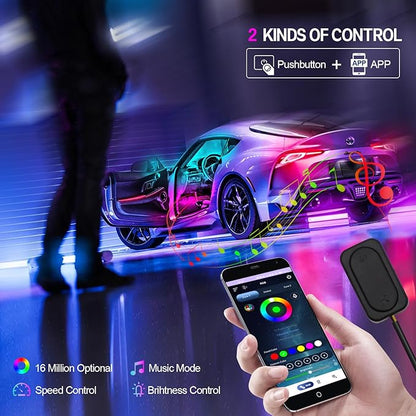 Dreamcolor Acrylic Interior Car Lights 6 in 1 RGB LED Strip Lights with APP Control 252 Color Modes DIY Fiber Optic Ambient Lighting Kits Music Car Neon Light Kits New Version