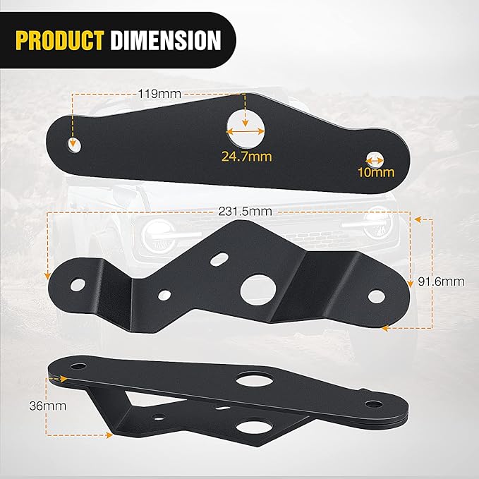 Nilight 2PCS Lower Windshield Hinge Mounting Brackets Dual A-Pillar Brackets for Offroad LED Fog Light Pods for 2021 2022 2023 2024 2025 2026 Ford Bronco