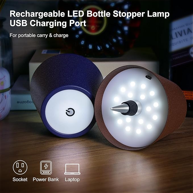Wireless Bottle Lamp, 2026 New 3 Color Rechargeable Led Wine Bottle Lights for Bars Restaurants (Sapphire Blue, 1PC)