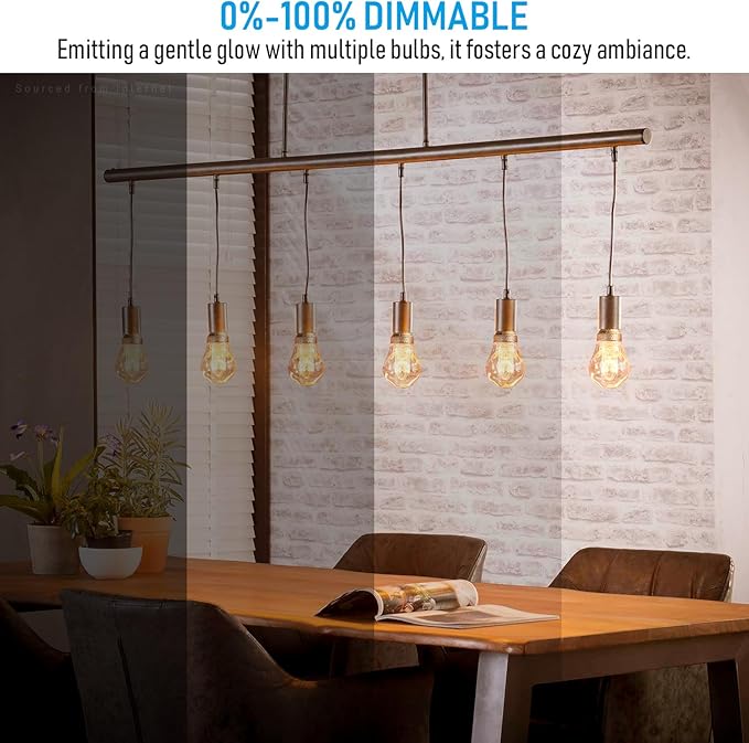 TORCHSTAR A19 Decorative Light Bulb, Amber Glass A19 E26 Base LED Bulb Dimmable 0-100%, 2.3W Vintage Edison LED Bulbs, UL Listed Virtual Filament Light Bulbs, 2000K Amber Light