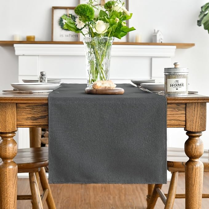 Artoid Mode Grey Table Runner, Seasonal Washable Kitchen Dining Table Decoration for Home Party Decor 13x36 Inch