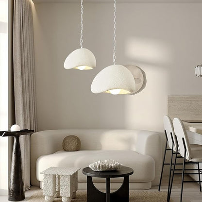 Wabi Sabi Pendant Lights,9.8in White Modern Pendant Light Resin Hanging Lamp Kitchen Island Lighting Modern Japandi Chandelier for Dining Room Bedroom Hallway Foyer
