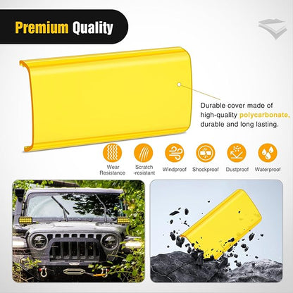 Nilight 6.5 Inch LED Light Bar Cover 2 PCS Yellow Protective Covers Durable Polycarbonate Lens Waterproof Dustproof Scratch-Proof for Double-Row Lights Off Road Driving Lighting