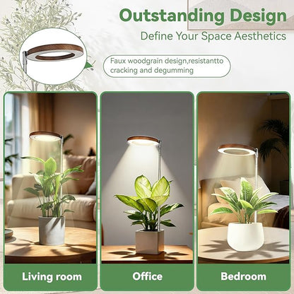 Wood Grain Grow Lights for Indoor Plants Plant Growing Lamp, Full Spectrum Plant Lights for Indoor Growing (Wood Color Without Base, 2 Pack)