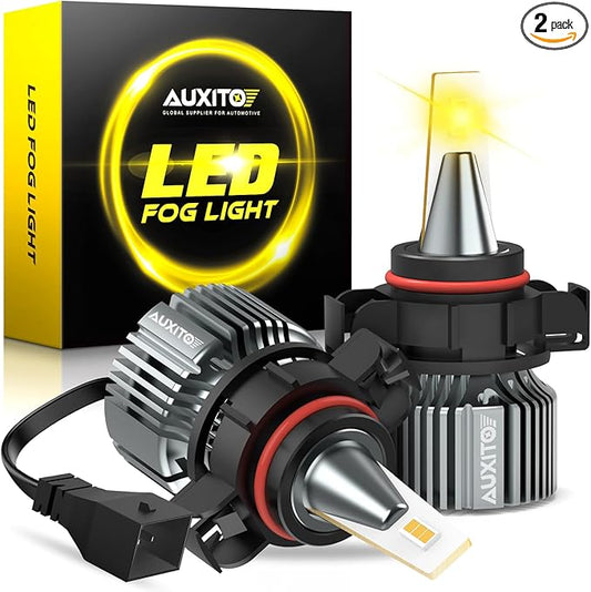 AUXITO 5202 5201 18000LM 1000% Brighter 3000K Golden Yellow LED Fog Light Bulbs, PS19W PS24W Fog Lights, 1:1 OEM Replacement for Cars Trucks SUVs, 3-Min Install, IP68 Waterproof, Pack of 2