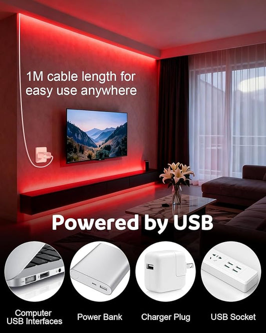 Aclorol COB LED Strip Light 5V USB 6.56FT/2M 640 LEDs Red LED Light Strip for Bedroom Flexible and Cuttble COB Tape Lights for Cabinet Display Home DIY Lighting Decoration CRI85+