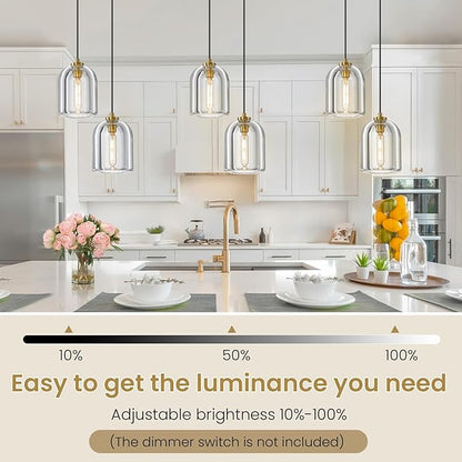 2 Head K9 Crystal Pendant Light with Brass Rod,5.1" Dimmable Contemporary Cylinder Light Above Dining Table,Modern Ceiling Hanging Lighting for Bedroom E12 Bulbs Included
