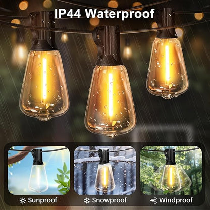 LAMPHOME Outdoor String Lights Waterproof, 26FT Connectable Patio Lights with 12+1 Shatterproof ST38 LED Edison Bulbs, Hanging Lights for Backyard Garden Porch Deck Christmas Party Cafe Decor