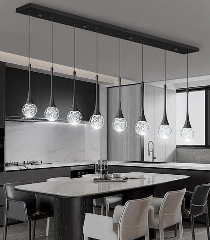8 Light Modern Glam Crystal Rectangular Chandelier for High Ceiling LED Dimmable Ceiling Pendant Light Kitchen Island Staircase Foyer Enterway Living Room Chandelier Lighting Antique Black