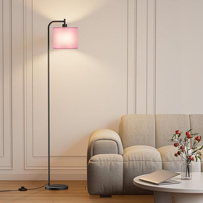 SIBRILLE Floor Lamp with Linen Shade, Dimmable Tall Standing Lamp with Remote Control & 3 Color Temperatures, Modern Corner Floor Lamps for Living Room Bedroom Office, 9W LED Bulb Included