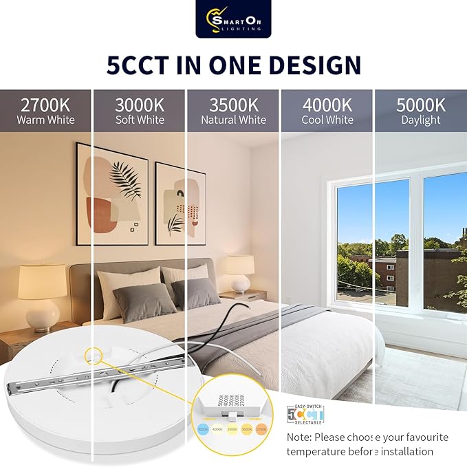 mw 12 Inch LED Flush Mount Ceiling Light Fixture, Flush Mount Ceiling Lights,120V, 2700K/3000K/3500K/4000K/5000K, 25W, Dimmable Slim LED Ceiling Light for Bedroom Hallway Kitchen