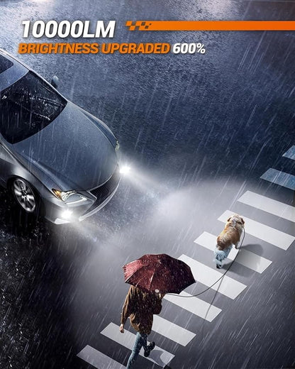SEALIGHT 9006 LED Fog Light Bulbs, 10000 Lumens HB4 LED Fog Lights 6500K Cool White, 600% Brightness Easy Installation Plug and Play for Vehicles, Pack of 2