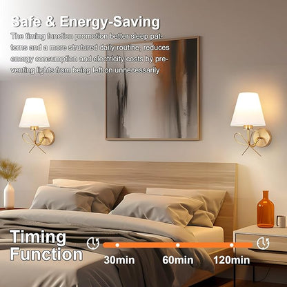 ADISUN Modern Wall Sconce Set of Two, Battery Operated Wall Sconce Remote Control Dimmable Wall Lamp Wireless Sconces for Living Room Bathroom Dining Room Corridor Staircase (2 Bulbs Included)