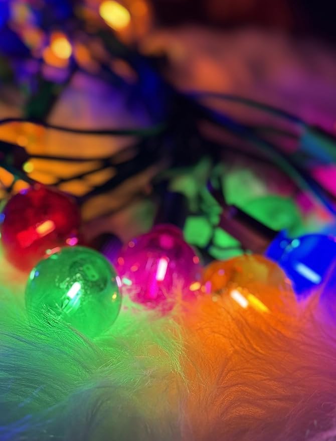 50Ft G40 Multicolor Christmas Lights Outdoor, Outdoor Christmas String Lights with 27 G40 LED Globe Colored Bulbs, Hanging Patio String Lights for Outside Xmas Tree Backyard Porch Party Roofline