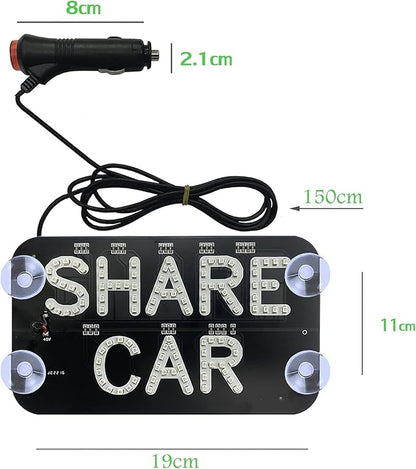 LED Car Sign Decor, Decal Stickers With Suction Cups, Flashing Hook on Window, Light With Cigarette Lighter Power Interface - Red