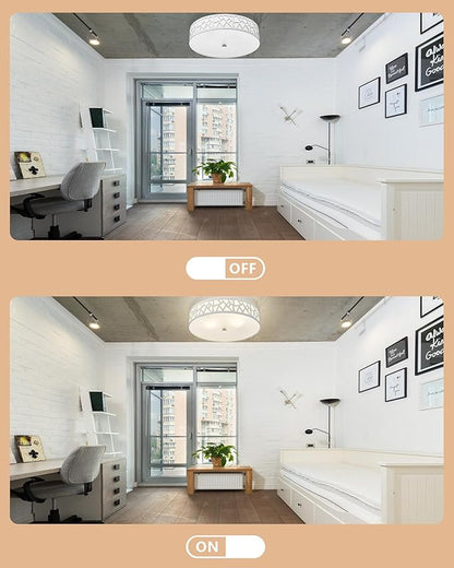 2-Light Flush Mount Ceiling Light, 12 inch Modern Close to Ceiling Light Fixture with White Metal and Frosted Glass Shade for Hallway, Kitchen, Bedroom(2 PK)