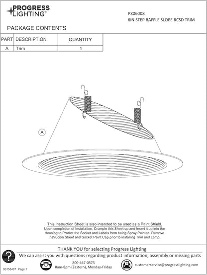 Progress Lighting P806008-020 6" Recessed Sloped Ceiling Step Baffle Trim Antique Bronze 6" Housing (P605A Series)