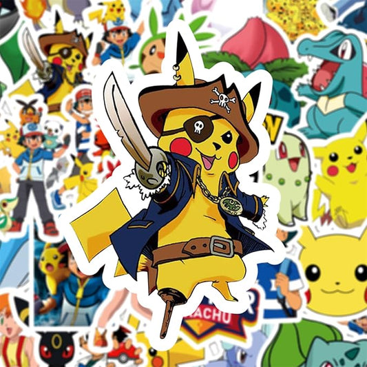 50pcs Cute Cartoon Pokémon Pet Monster Stickers for Teens Adult, Waterproof Vinyl Cute Cartoon Decal for Water Bottle Skateboard Guitar Travel Case Bike Laptop,Car Bumper,Luggage,Phone (POK50)