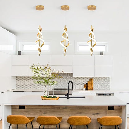 Modern LED Pendant Light Fixtures 4000K Pendant Lights Gold Hanging Lamp for Dining Room Bedroom Living Room (1 Pack)
