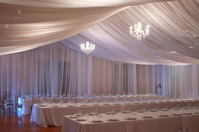 AK TRADING CO. 120" Wide (10ft Wide) X 120 Yards Roll - Sheer Voile Chiffon Fabric - Perfect for Draping Panels and Masking for Weddings, Parties & Events, Tent Draping - Black