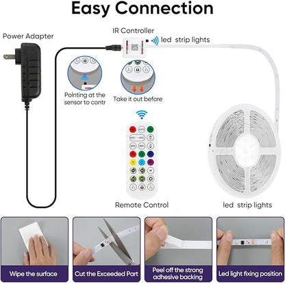LED Lights for Bedroom, 50FT IC RGB LED Strip Lights, Color Changing, Multiple Colors Chasing Effects, APP & Remote Control, Timer Function, Music Sync Lights for Party, Home Decor