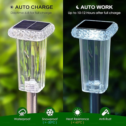 DenicMic Solar Lights Outdoor Waterproof Bright 3000K 4000K 6000K White and 6 Fixed Color and Color Changing LED Landscape Path Lighting for Outside Yard Pathway Walkway Garden Decor 4 Pack