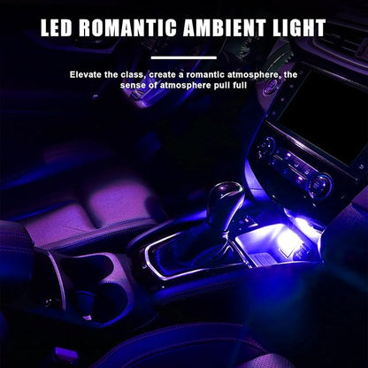 4 PCS USB LED Car Interior Atmosphere Lights, Plug-in USB Automotive Interface Charging Night Lamps, Mini Vehicle Interior LED Atmosphere Light for Car, Bedroom, Hallway (Blue)