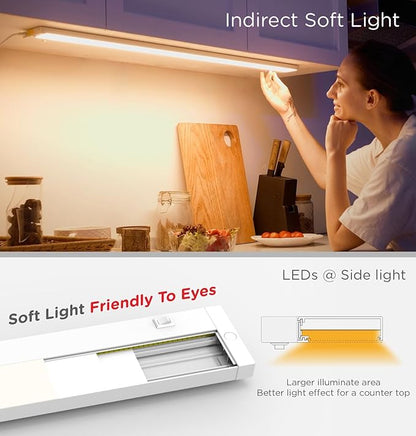 36 Inch Under Cabinet Lighting Plug in, 20W 120V 3 Color 3000K/4000K/5000K, 3 Brightness, Super Bright, Ultra Thin Under Counter Lights for Kitchen, Linkable LED Cabinet Light, White