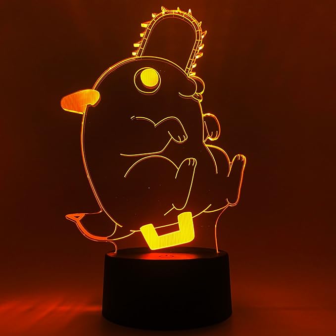 Otaku Lamps Pochita Chainsaw Man – Anime Lamp Figure Night Light, 16 Color RGB LED – 3D Anime Room Décor Gift for Otaku