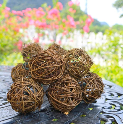 ACRAFT Handmade Dark Brown Rattan Ball String Lights Plug in Fairy Lights for Indoor Outdoor Patio Garden Balcony with End-to-end Connector Decorative Lighting