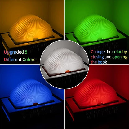 Vergissm Wooden Book Lamp, Upgraded 5 Colors Lumio Book Lamp, Novelty Lighting 360° Book Lamp Light, LED Folding Book Lamp for Bookish Lamp Decor & Book Lovers Gifts, Light Up Book Gifts for Women