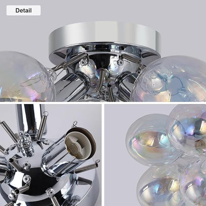 GoYeel Glass Bubble Chandelier Lighting Colorful Bedroom Ceiling Light Chandelier Modern Mid Century Light Fixtures Ceiling Mount Flush Mounts with 13 Globe for Kid Room Girls Room Foyer Living Room
