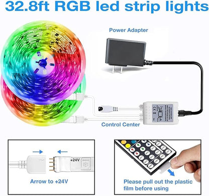 DAYBETTER Led Strip Lights 32.8ft Kit with Remote and Power Supply Color Changing (Pack of 2)