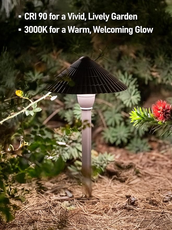 LEONLITE LED Low Voltage Landscape Lights, 3W Cast-Aluminum 12-24V Pathway Light, 4000K Cool White Waterproof Path Lights, ETL Listed Landscape Lighting Wired for Yard Lawn, Bronze, Pack of 4