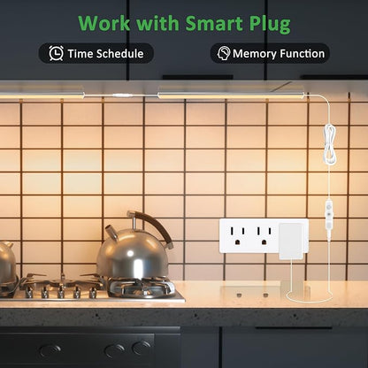maylit Under Cabinet Lights Plug in, 6 Pcs 12 Inch Ultra Thin Under Cabinet Lighting, Super Bright Warm White Under Counter Lights for Kitchen, Dimmable Light for Cabinet, Counter, Workbench, Desk