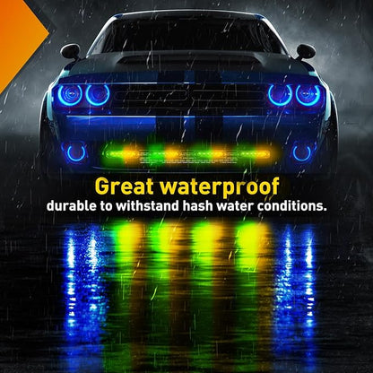 Nilight 4PCS 6LED Amber Green Emergency Strobe lights 12V 24V Surface Mount Flashing Warning Hazard Light Ultra Slim Sync Feature Grille for Cars Trucks Van Off Road Vehicles SUV